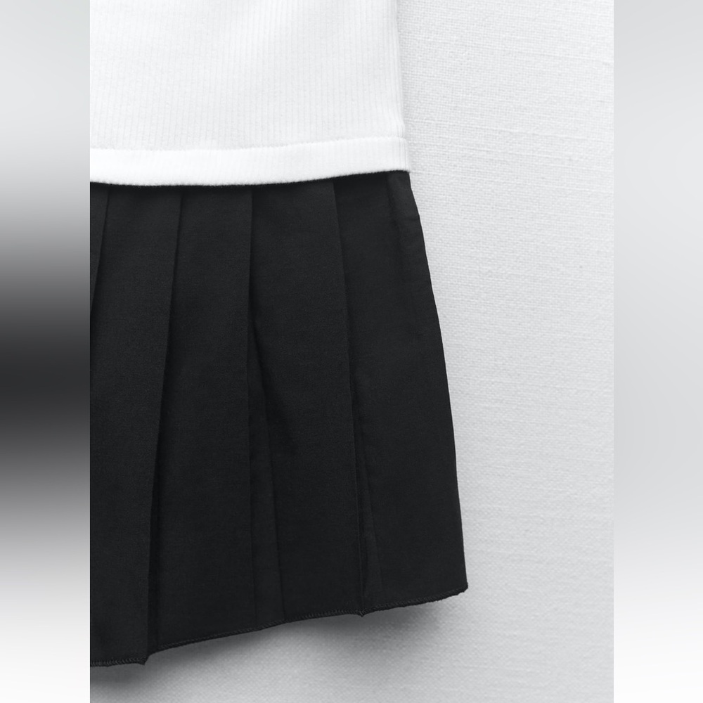 Zara TOP WITH CONTRASTING HEM. Black/White. Sizes S, L. New with Tags. - Picture 6 of 8